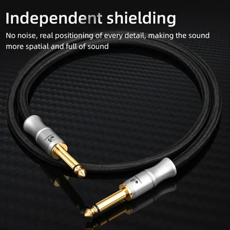 HiFi 6.5mm TS Cable High Quality 6N OFC Spiral Nerve Independent Shielding Noise-Free 6.5mm TS Jack for Mixer Amplifier