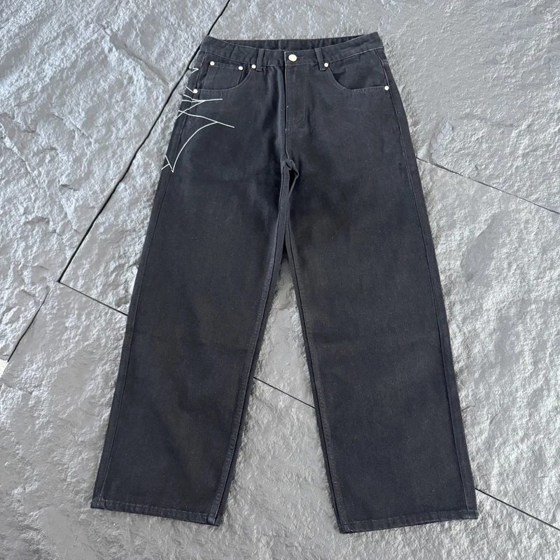 New Arrivals High Quality Derschutze Jeans Men Women Streetwear Do Old Embroidery Denim Trousers