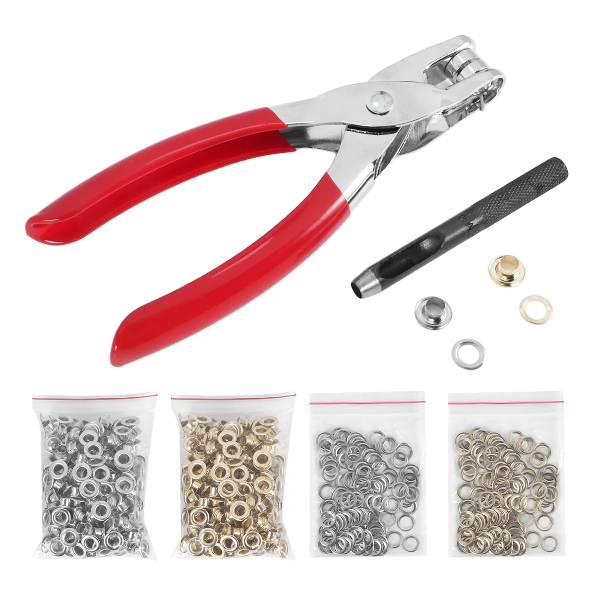 A88Z Grommet Eyelet Pliers Kit, 1/4 Inch 6mm Grommet Tool Kit with Metal Eyelets with Washers, Eyelet Grommets