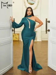 Missord-Vestido de noite feminino assimétrico dividido, elegante vestidos de festa, plus size, verde, split, baile, novo, 2024