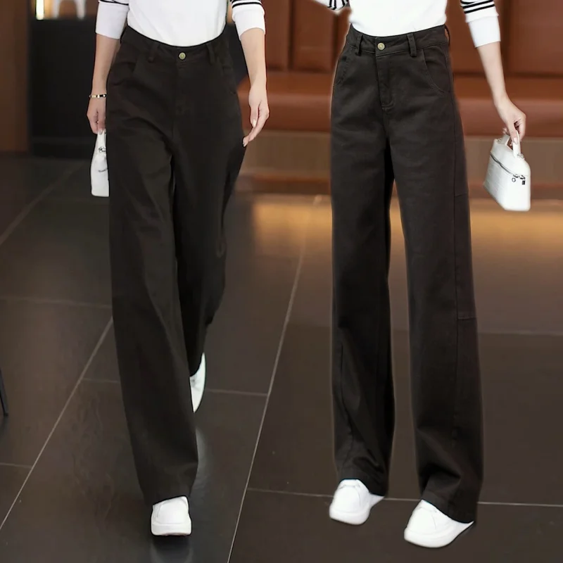 

Универсальные джинсовые брюки Scimitar для женщин, осенние и зимние новые утолщенные теплые утягивающие широкие брюки с высокой талией, модные