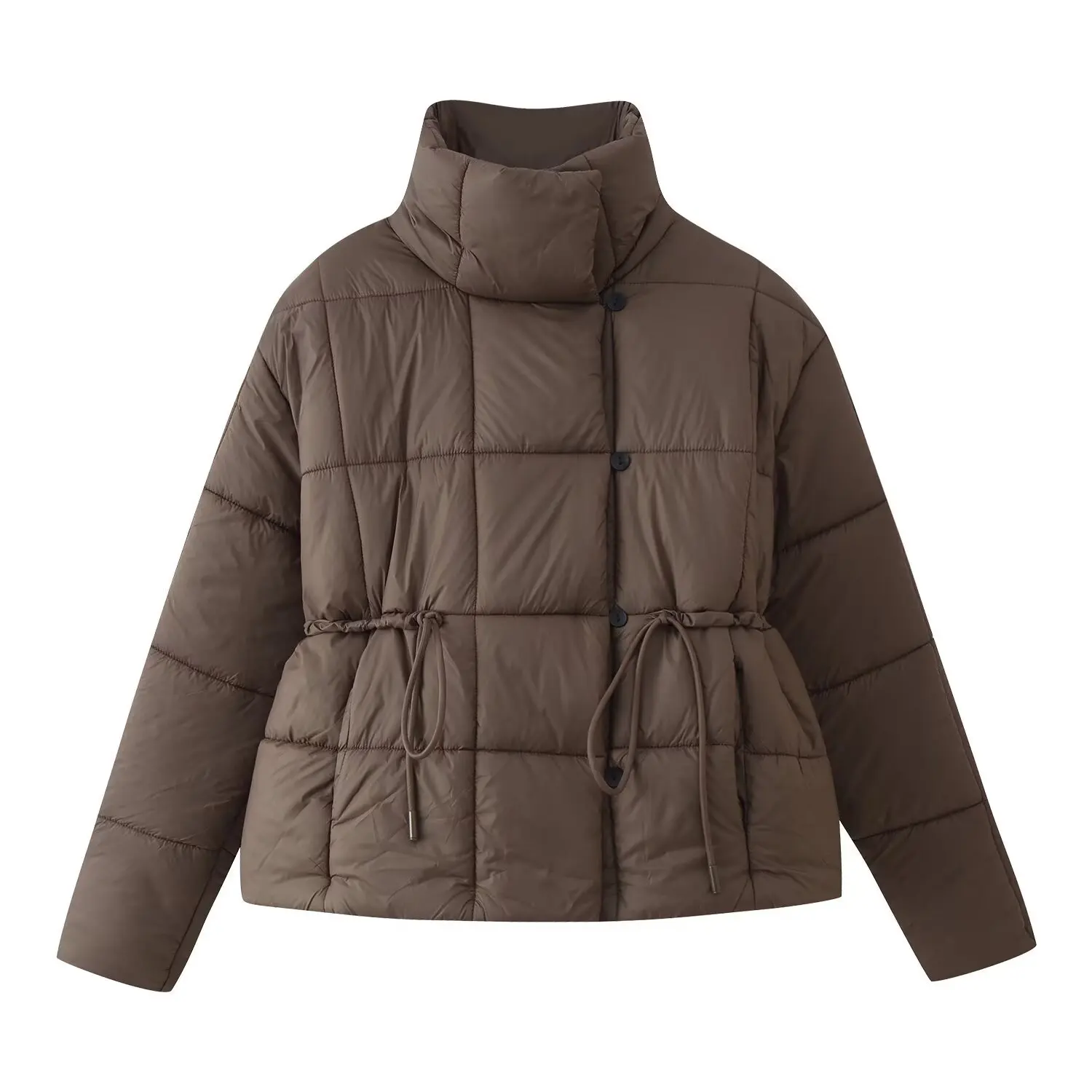 

New women's clothing European and American style fashionable simple versatile short waist tie quilted cotton padded jacket