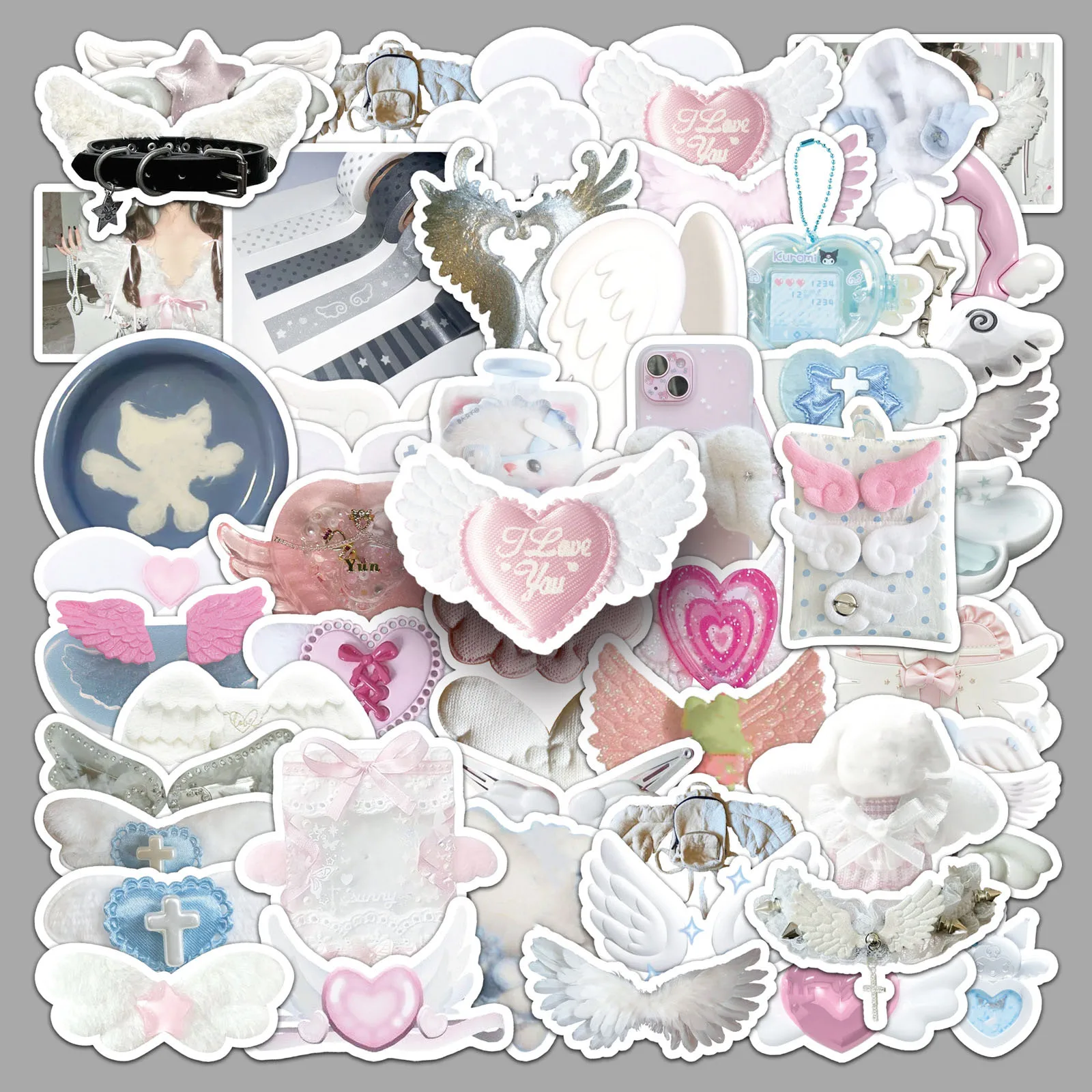 

10/50PCS Wings INS Wind Doodle White Angel Small Fresh Cute Decorative Mobile Phone Case Waterproof Sticker Kids Toy