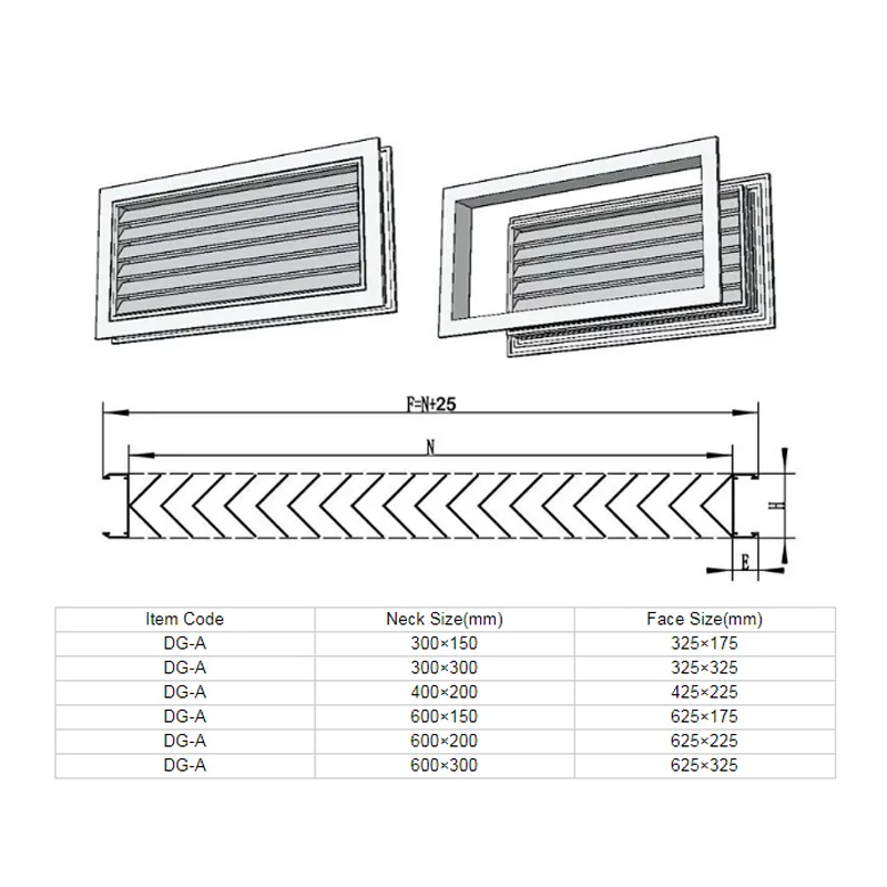 18x12inch(450x300mm)Decorative adjustable aluminum vent grille bathroom door ventilation