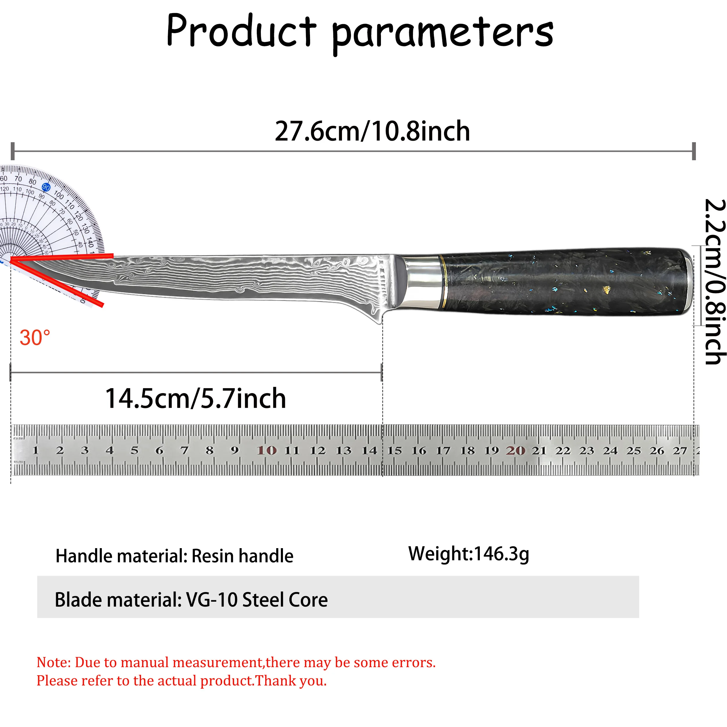 Upscale Light Luxury Style 67-Layer Damascus Steel Boning Knife BBQ Meat Processing Knife Meat Trimming Knife Kitchen Essentials