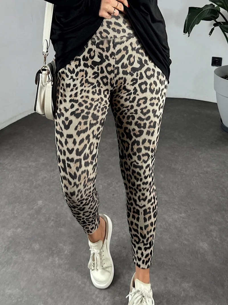 Streetwear Leopard Print Leggings Pants Autumn Clothes Women High Waist Strecth Skinny Pants Female Casual Home Trousers Bottoms