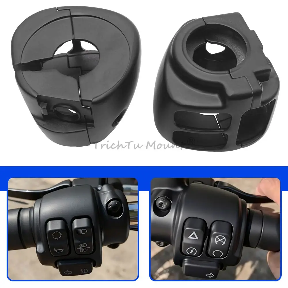 

1 Pair Matte-Black Handlebar Switch Housings Cover For Harley Davidson 2014-later XL For 2012-2017 Dyna and 2011-2024 Softail