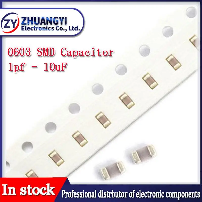 

100pcs 0603 SMD Chip Multilayer Ceramic Capacitor 0.5pF - 22uF 10pF 22pF 100pF 1nF 10nF 15nF 100nF 0.1uF 1uF 2.2uF 4.7uF 10uF