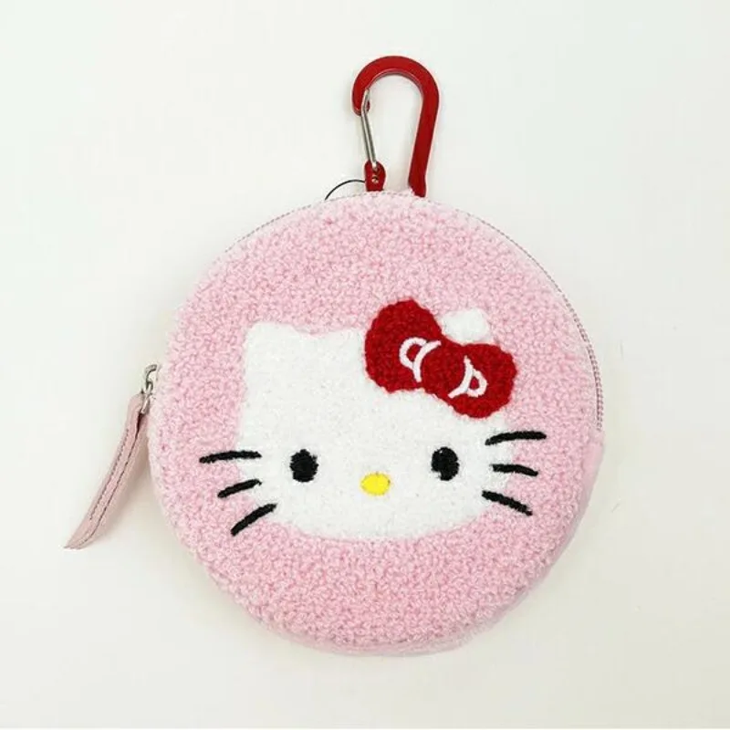 Monedero de dibujos animados de Hello Kitty, joyería portátil, Cable de datos, artículos pequeños, bolsa de almacenamiento de lápiz labial, accesorios colgantes rosas para niña