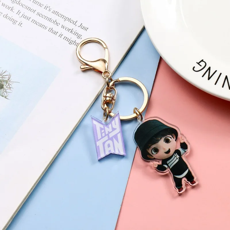New BTS Jung Kook JIN J-HOPE Creative Cartoon Q Edition Acrylic Keychain Personality Peripheral Backpack Decorative Pendant Gift view 3