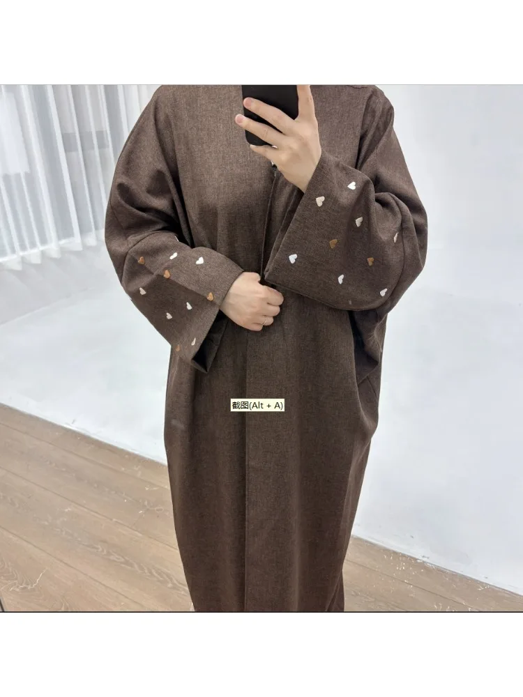 2025 Ramadan Eid Open Butterfly Moon Heart Modest Kimono Abaya Dubai Turkey Muslim Dress Abayas for Women Kaftan Kebaya Caftan