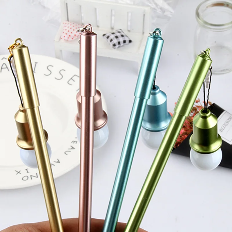 Cartoon Cute Creative Light Bulb Modeling Neutral Pen School Student Supplies Dust Plug Gel Pen Multifunctional Stationery