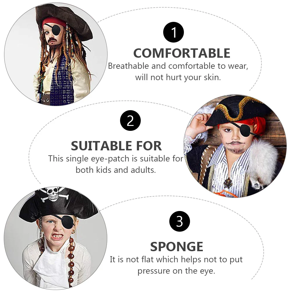 

2pcs Eye Patch For Adult Kids Adjustable Amblyopia Single Eye Patch Mask Breathable Polyester Sponge Protective Eyewear