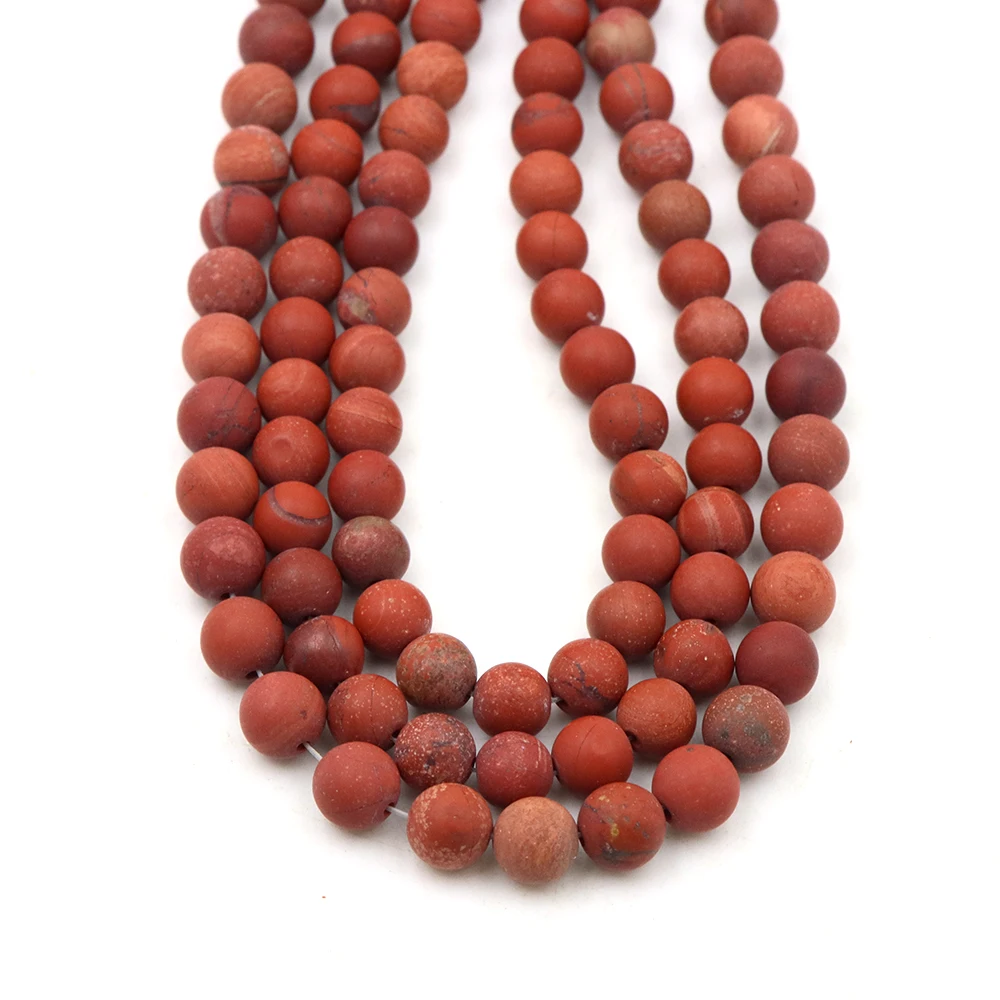 Natural Stone Dull Polish Red Jasper Matte Onyx Loose Beads for Jewelry Making DIY Bracelet Necklace 4 6 8 10mm Spacer Bead 15
