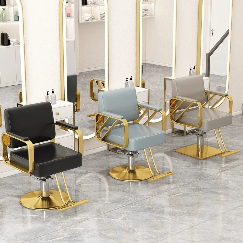 Barber shop chair hair salon special hair salon chair lift can be reclined high-end perm and dyeing seat stool makeup chair