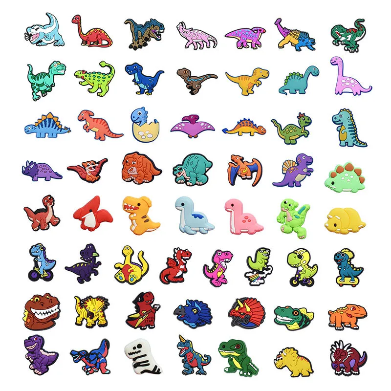 1/25/58Pcs New Cute Dinosaur Rubber PVC Shoe Charms Jurassic Animal Decor For Slides Sandals Clog DIY Accessories For Dino Fans