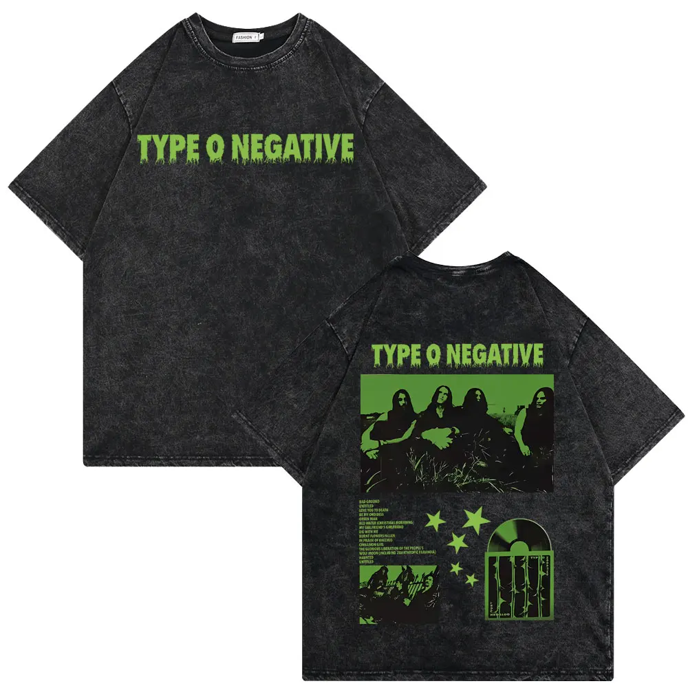 Washed Vintage Type O Negative October Rust T-shirts Men Women Rock Metal Gothic T-shirt Man Oversized Cotton T Shirt Streetwear