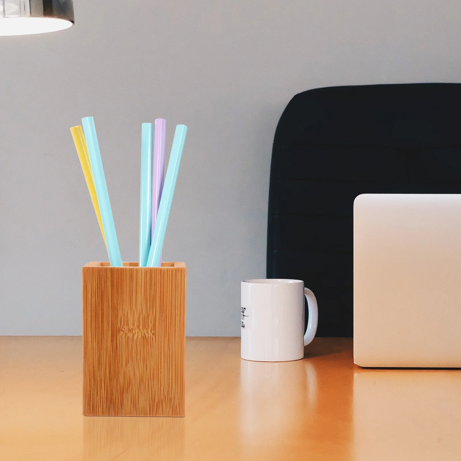 

2Pcs Bamboo Pen Pots Simple Design Desk Pen Organizer Stationery Holder Tabletop Decor Stationery Holder Office Supplies