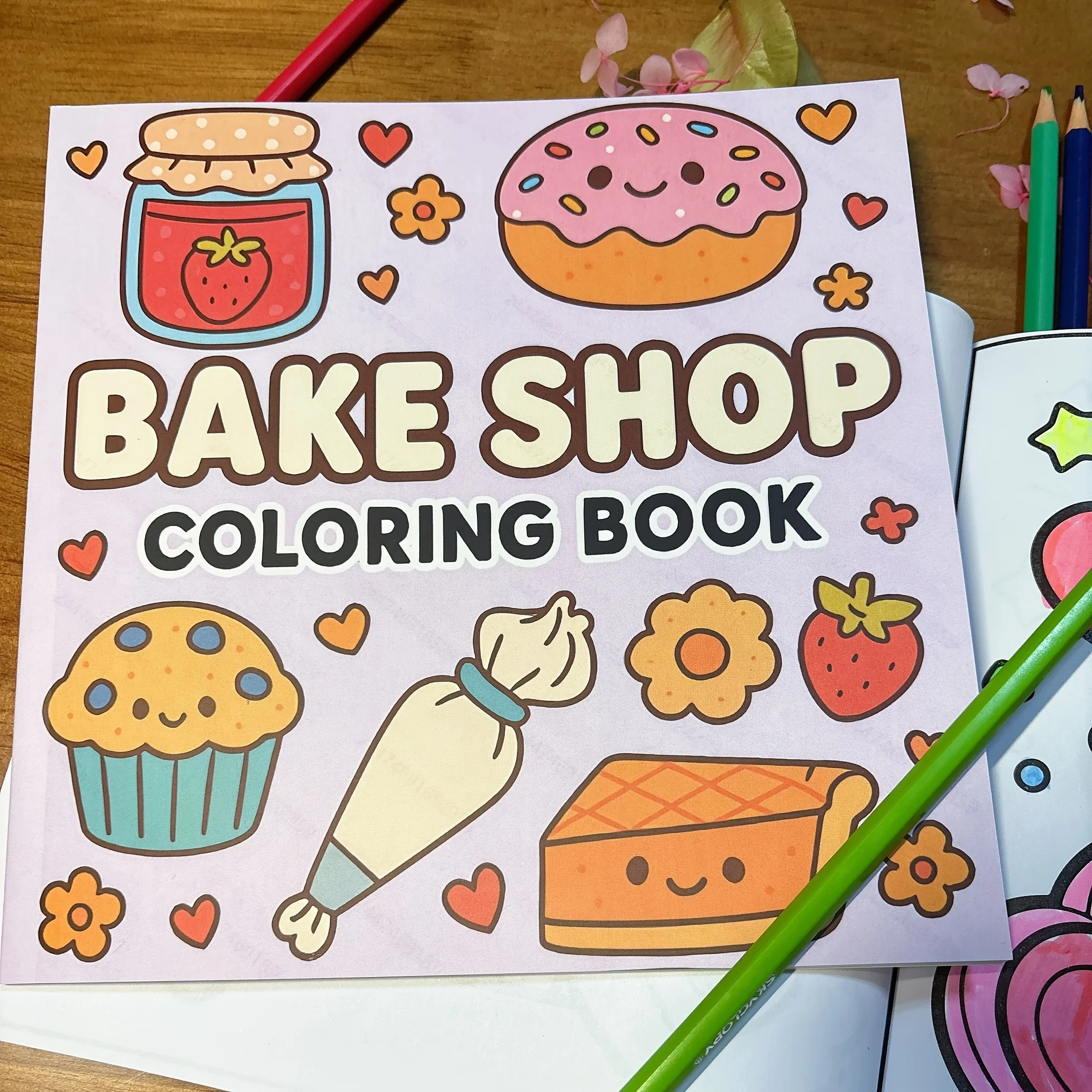 

Baking themed coloring book creative pastimes, detailed drawings, fun design advanced printing, activity book, painting book