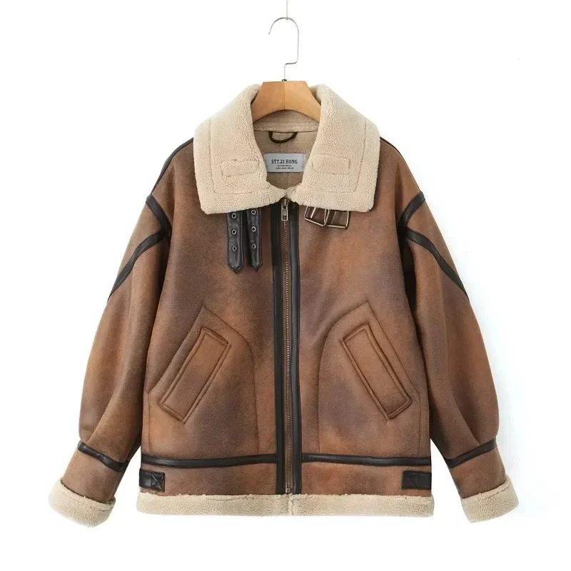 Winter Jackets for Women 2024 Fur Bomber Warm Leather Jackets Sheepskin Coat for Women Y2k Luxury Designer New in Coats