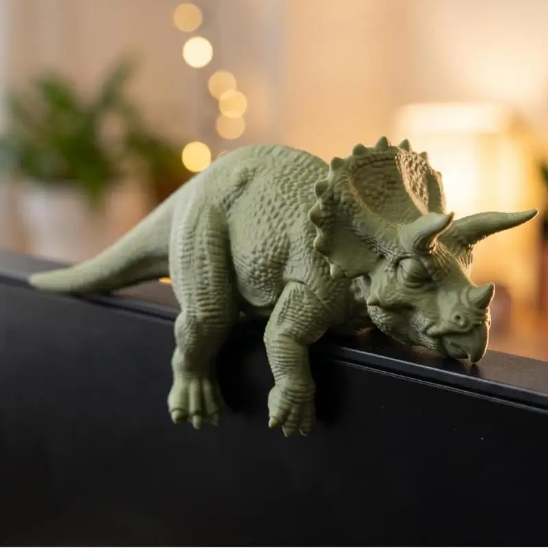 Unique Design Sleeping T-Rex Monitor Topper 3D Printed Mini Dinosaur Figurine Cute Desk Ornament for Holiday Gifts