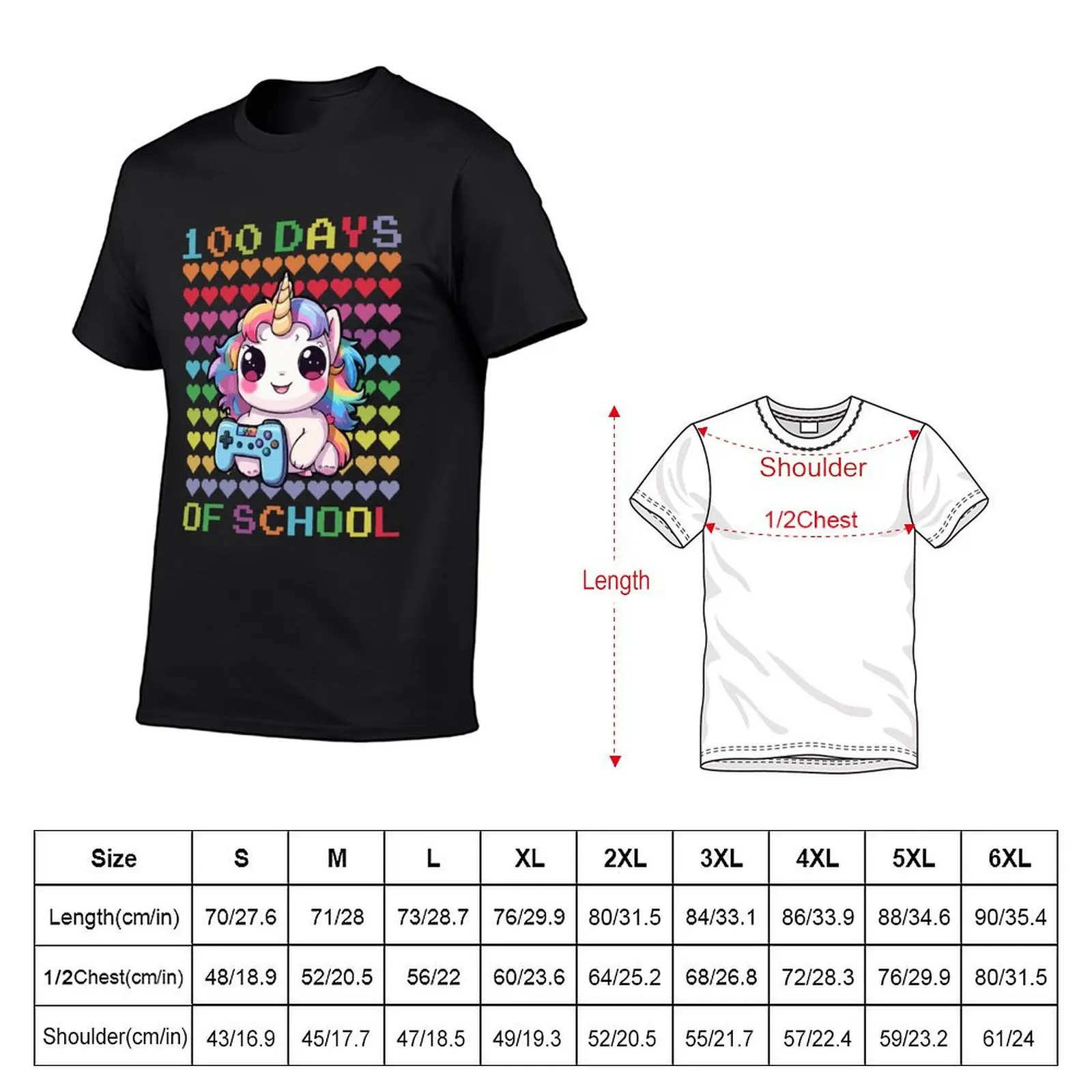 Heart Love 100 Days Of School Cute Unicorn Playing Game Teacher Boys Girls T-Shirt quick drying blanks black t shirts for men