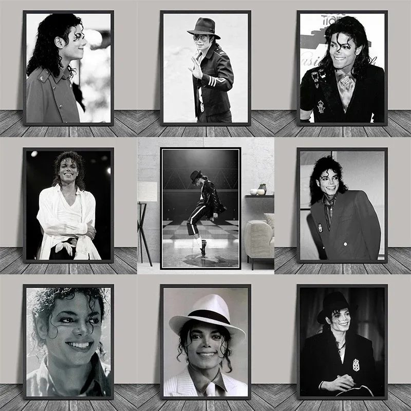 Famous Classical Dancer Singer  Michael Jackson Black White Print Art Canvas Poster For Living Room Decor Home Wall Picture
