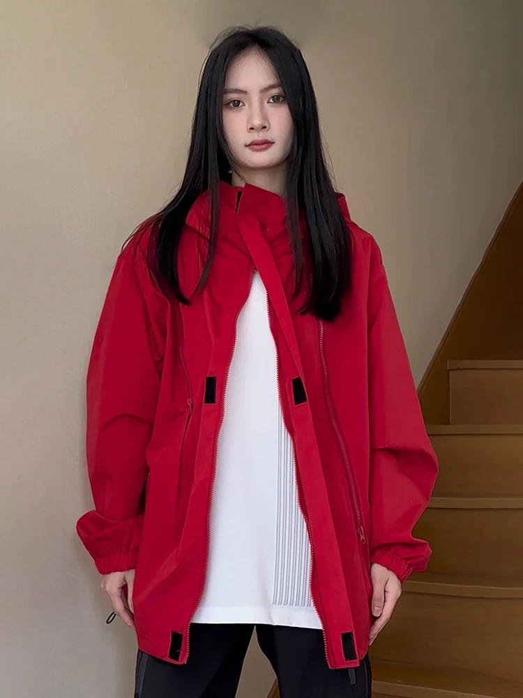 

Водонепроницаемая мужская куртка для активного отдыха, модная, с декоративной молнией, прямым подолом, стандартным кроем, молодежная, осенне-весенняя