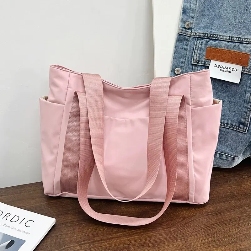 Borsa tote casual di grande capacità, borsa per mamma leggera ed elegante, borsa per pendolari a spalla singola