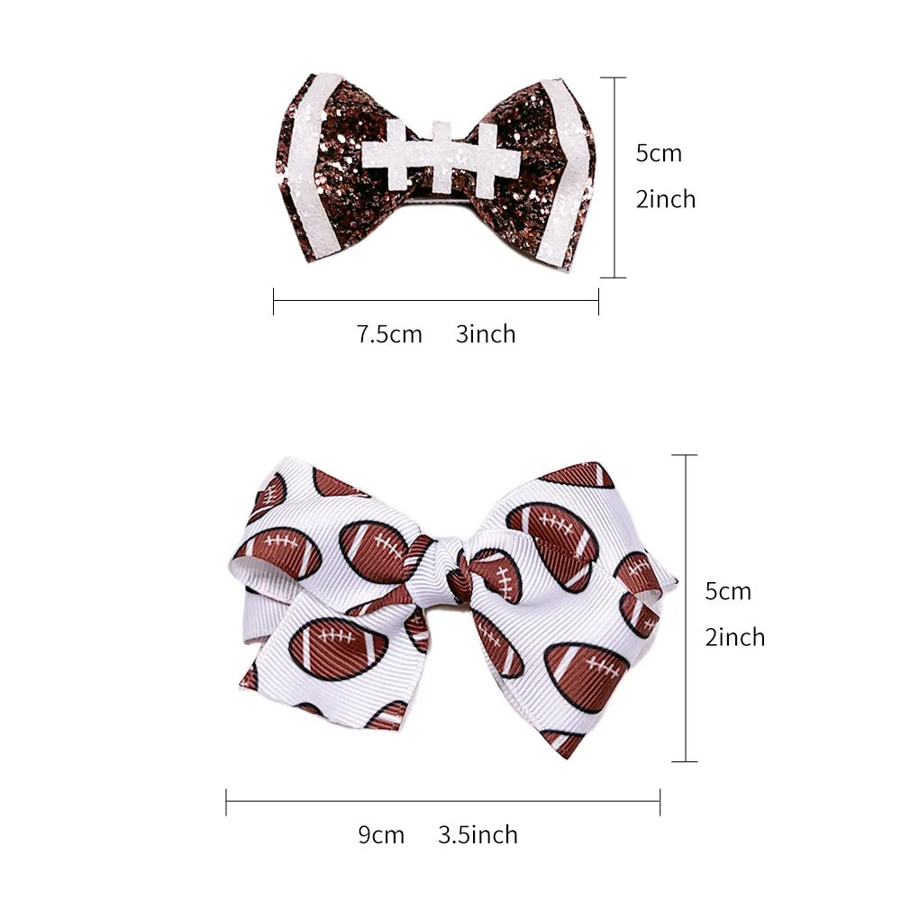 Rugby Game Hair Clip For Girls Teens Kids Grosgrain Bow American Football Haipin Sports Headdress