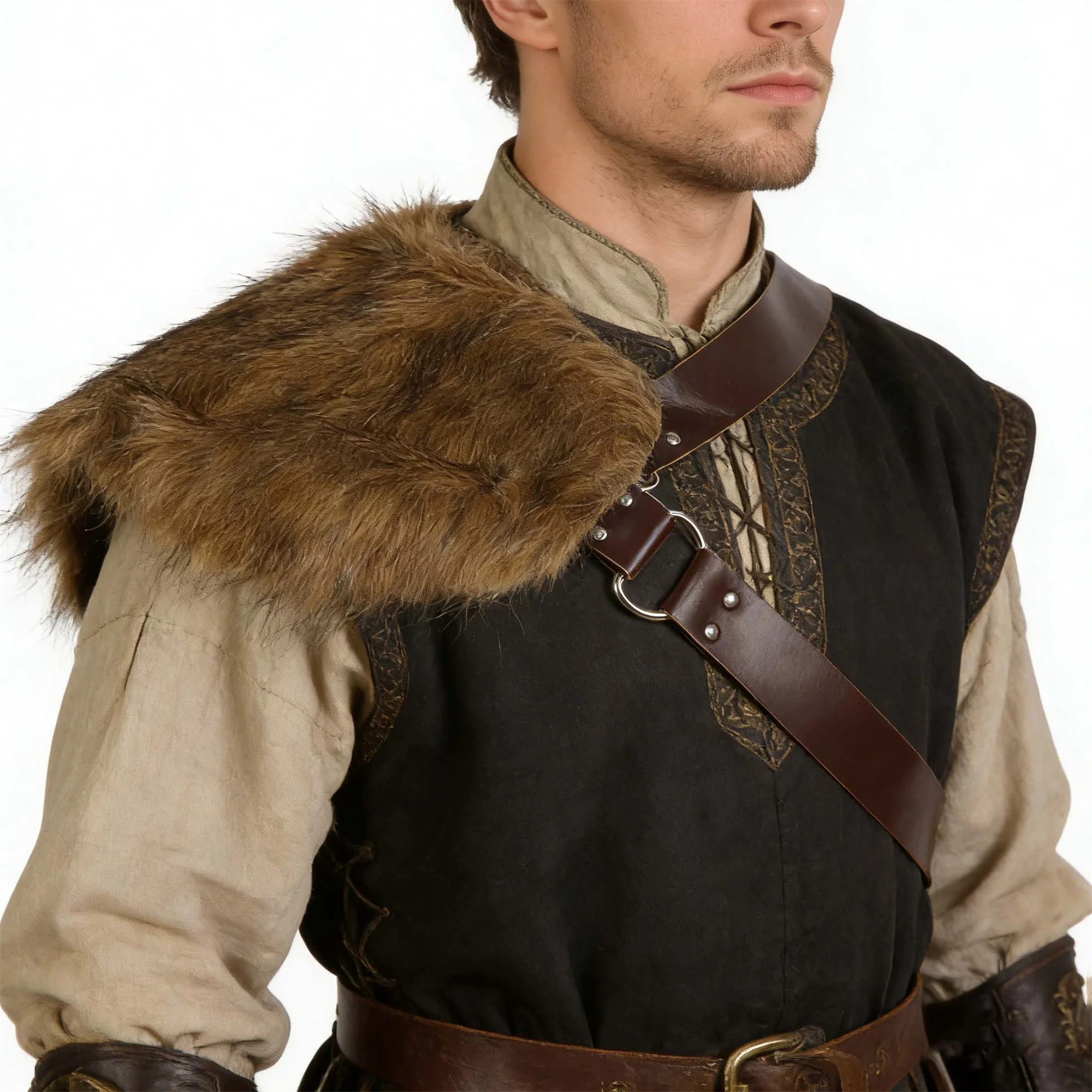 Medieval Knight PU Leather Shoulder Armor Warrior Shoulder Armor Cosplay Accessories Stage Play Props