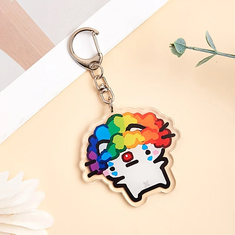 

2D Flat, 2D Flat Acrylic Cute Kitten Keychain, Cartoon Kitten Animal Themed Keychain Pendant, Backpack Decorative Charm, Wallet
