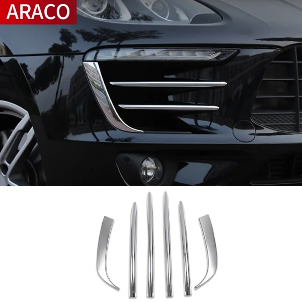 6 Pcs Car Headlight Eyebrow ABS Plastic Decorative Sticker Protective Cover For Porsche Macan Exterior Modification Accessories