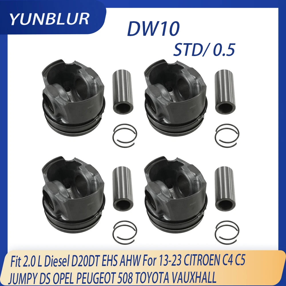 DW10 85mm Engine Piston & Ring Kit Fit 2.0 L Diesel D20DT EHS AHW For 13-23 CITROEN C4 JUMPY DS OPEL PEUGEOT 508 TOYOTA VAUXHALL
