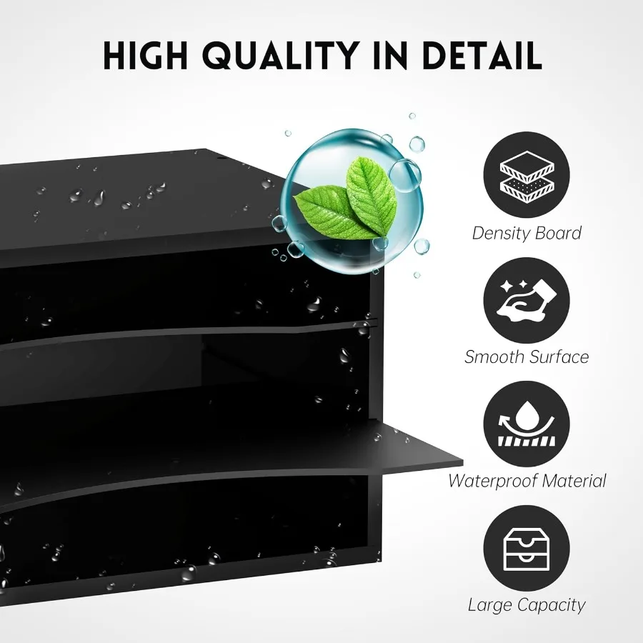 SUPEASY Organizador de escritorio de madera - Organizador de archivos de papel de 3 niveles para oficina, escuela y uso doméstico, negro - Solución de almacenamiento eficiente con