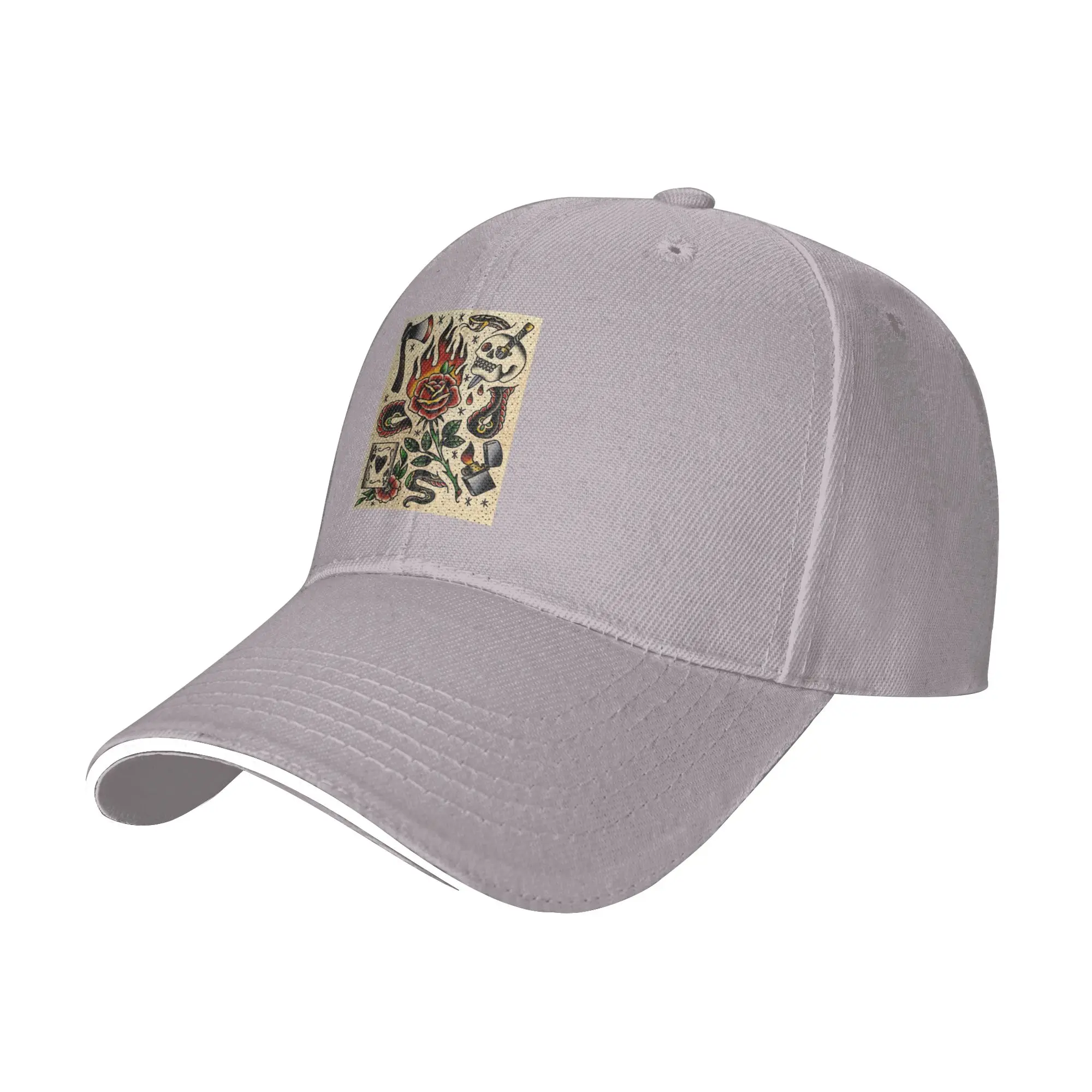 American Traditional Flash Pattern Tattoo Cap Baseball Caps Adjustable Hat Hip Hop Summer Unisex Baseball Hats Customizable