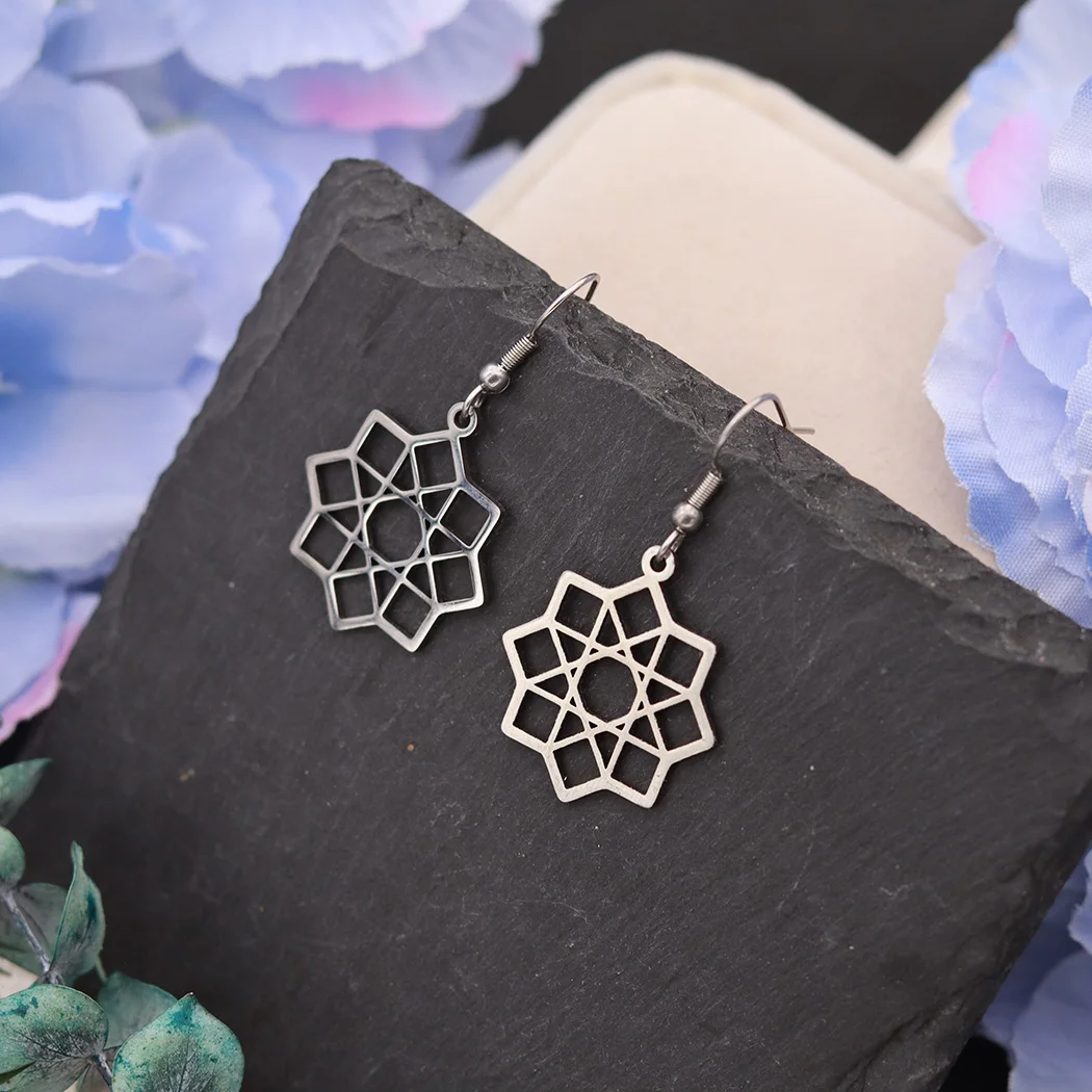

Classic Octagram Earrings for Women Men Gold Plated Stainless Steel Drop Earrings Vintage Religion Aesthetic Jewelry Gift