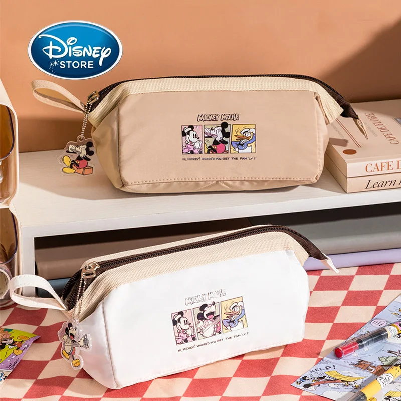 

Disney Cartoon Mickey Mouse And Friends Pencil Case Retro Children Student Stationery Bag Gifts For Students