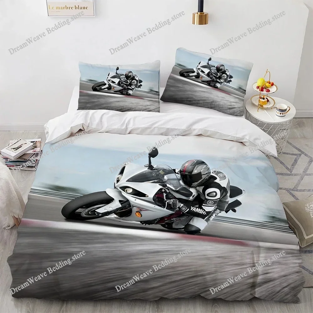 Dirt Bike Duvet Cover Set,Sports Biker Motocross Racing Moves Theme Bedding Sets,Youth Cool Teen Boys Comforter Cover Set741