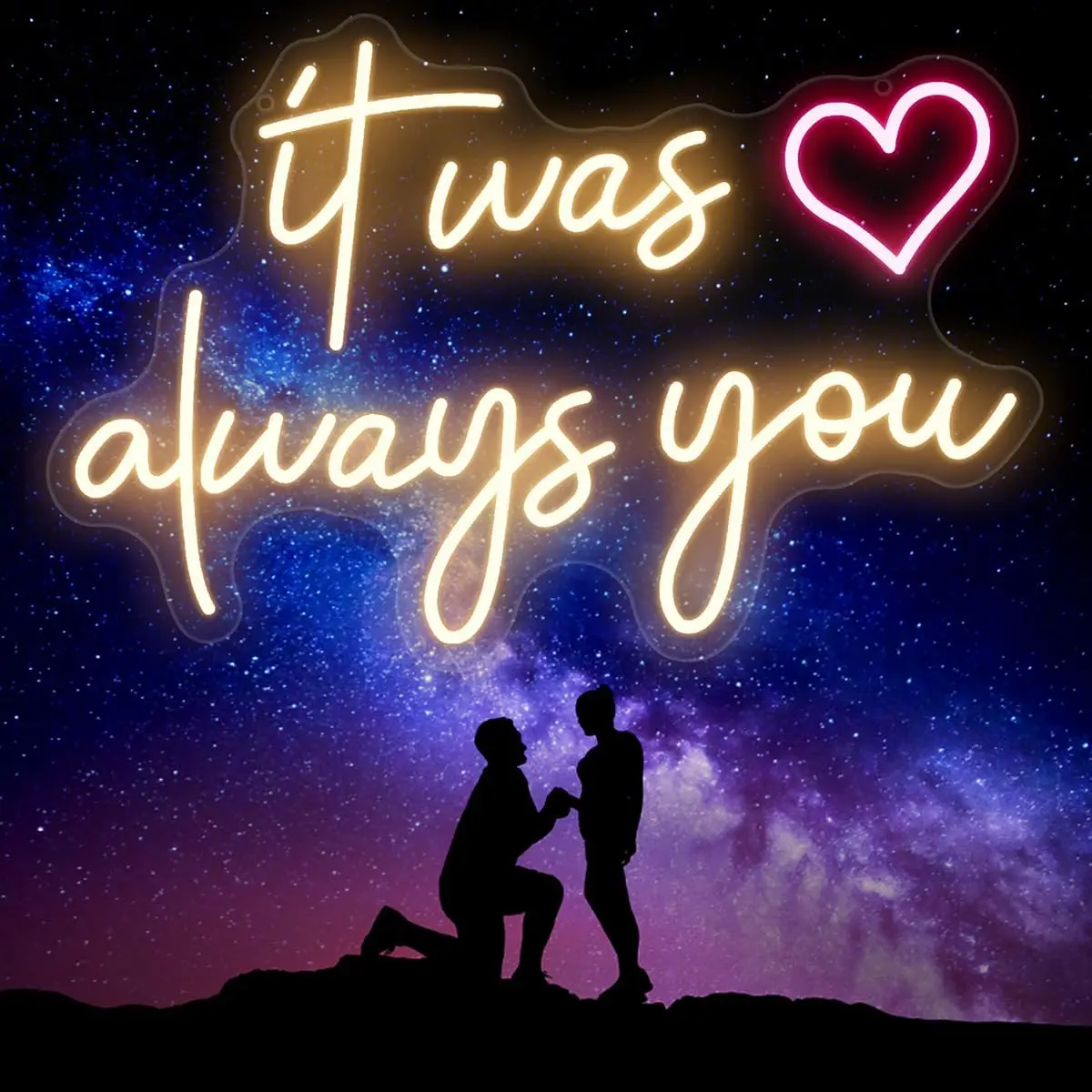 It Was Always You Neon Sign USB Powered LED Neon Light for Bedroom Wedding Christmas Party Home Wall Art Decorations Gift