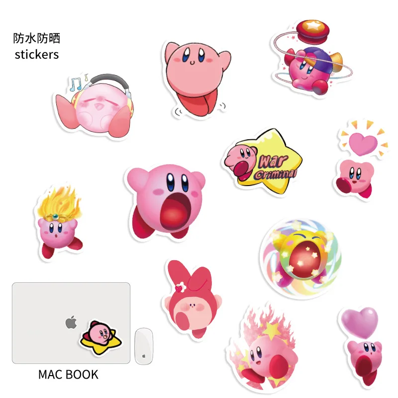 50pcs Kirby Cute Cartoon Stationery Water Cup Notebook Waterproof Decorative Graffiti Sticker