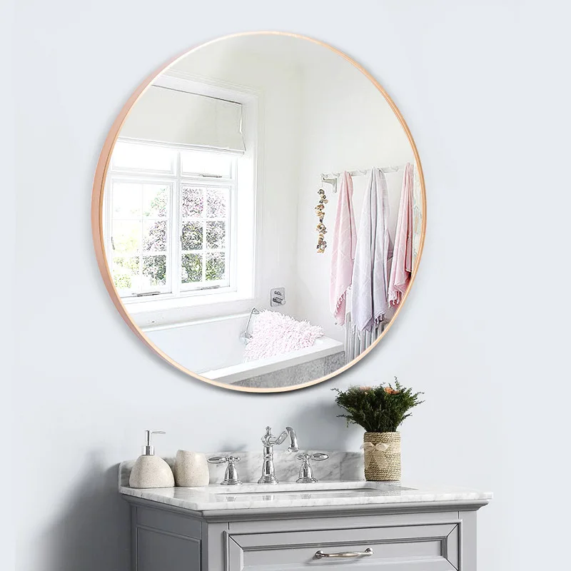 1Pcs Modern Minimalist Circular Metal Framed Bathroom Mirror Female Bedroom Makeup Mirror Espejos De Baño Wall Decoration