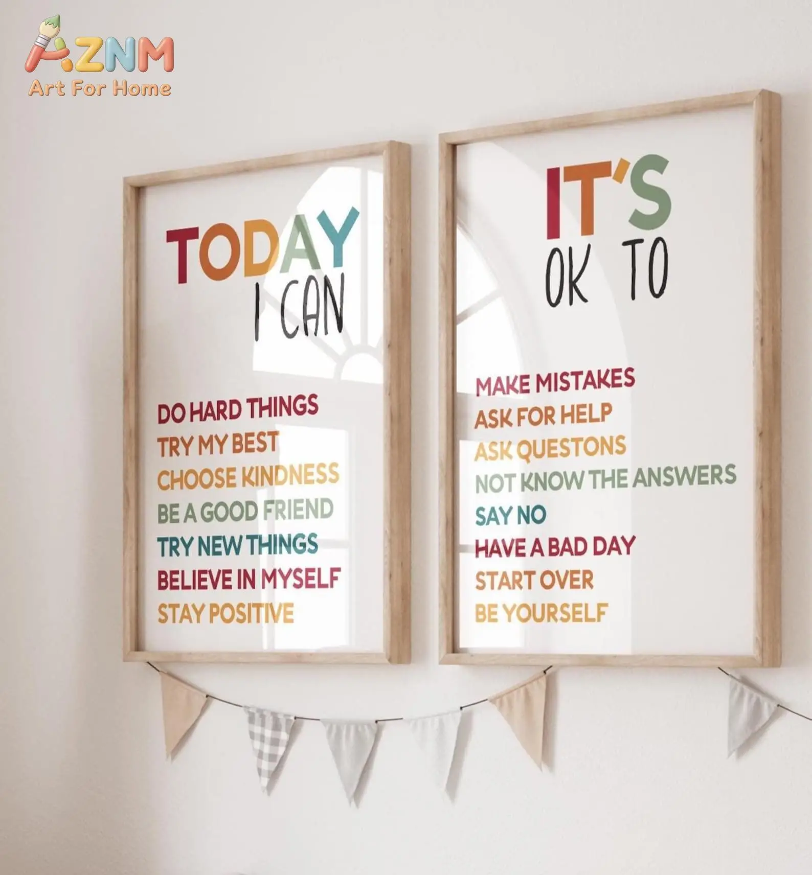 Set of 2, Boys Bedroom Prints, Colourful Affirmation Print, boys Bedroom Decor, Nursery Wall Art, Playroom Wall Art