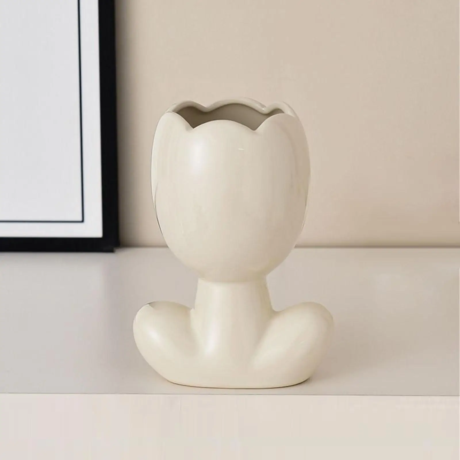 Modern Ceramic Planter Vase for Living Room Shelf Decor Flower Pot Holder for Home Office Table