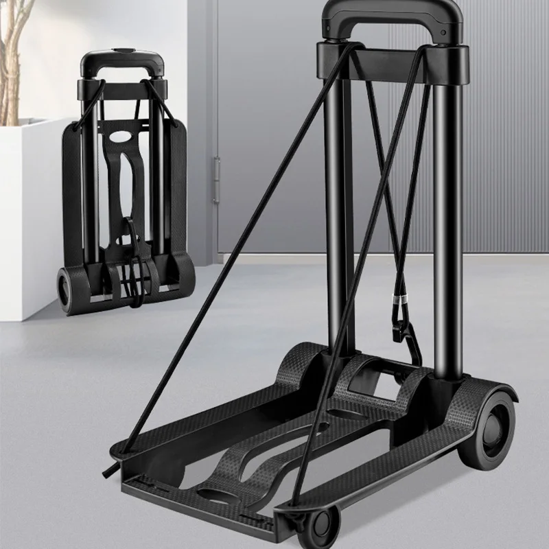 Lightweight Hand Pulled Cart Folding Shopping Cart Trolley Luggage Trailer Portable Household Grocery Cart Outdoor Small Cart