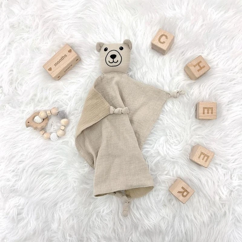 

J15U Baby Comforters Blanket Bear Toy Gentle Towel Cotton for Strollers & Car Seats