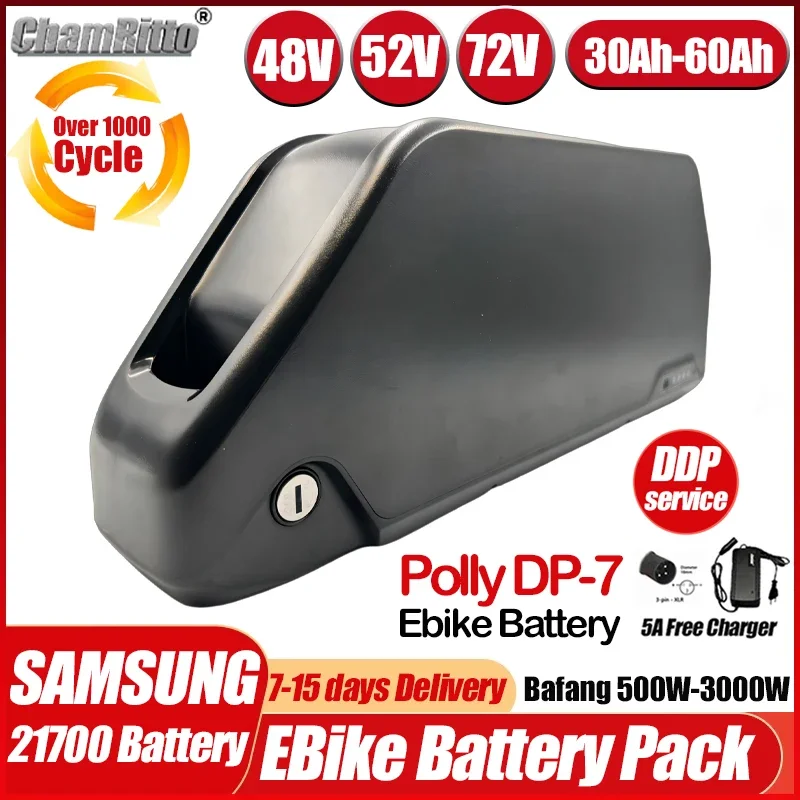 

Hailong 36v48v52v60v 72v Electric bike cham rider polly dp7 30 40 50ah 60ah Battery 1000w 2000w3000w kit E bike Lithium Batterie