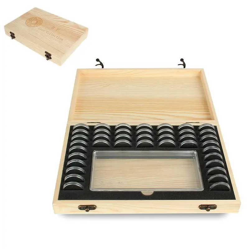 Coin Cases Wooden Coin Storage Protectors With Adjustable Gasket Coin Collector Organizer Coins Display Commemorative Case