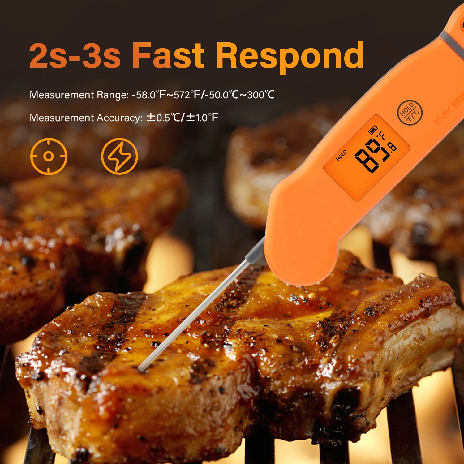 INKBIRD termometer makanan dapur IHT-1S, alat dapur termometer Oven BBQ untuk memasak makanan air daging