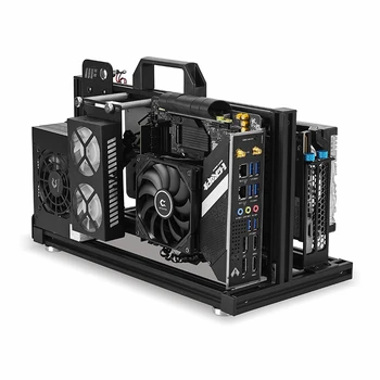 METALFISH Aluminium ITX A4 Open Frame MINI Case Ondersteuning MINI-ITX Moederbord GPU Verticaal 240 Vloeibare Koeler Gamer DIY Kast